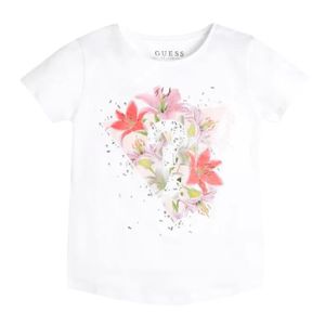 T-SHIRT T-shirt Blanc fleurs Fille Guess