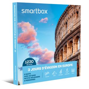 COFFRET SÉJOUR Smartbox - 3 jours d'évasion en Europe - Coffret Cadeau - 1230 séjours en Europe : Sicile, Toscane, Andalousie et bien d'autres