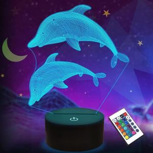 VEILLEUSE BÉBÉ Lightzz Cadeaux de dauphin 3D Ocen Veilleuse LED avec télécommande, 16 couleurs, fonction de gradation changeante, décoration, c291