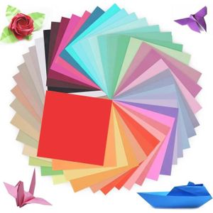 JEU DE ORIGAMI Papier Origami 200 Feuilles, 2 Tailles(15*15cm, 20*20cm), 50 Couleurs, Papier Origami Coloré Unilatéral+ Papier Origami Coloré D70