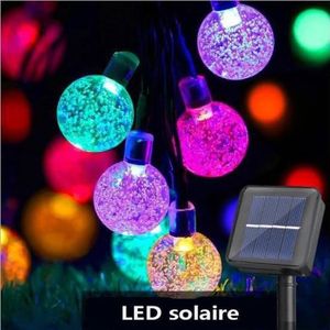 GUIRLANDE D'EXTÉRIEUR Guirlande Lumineuse Solaire 100 Petites Boule LED Étanche IP65- 12m Fil Souple Eclairage Décoration Intérieur et Extérieur