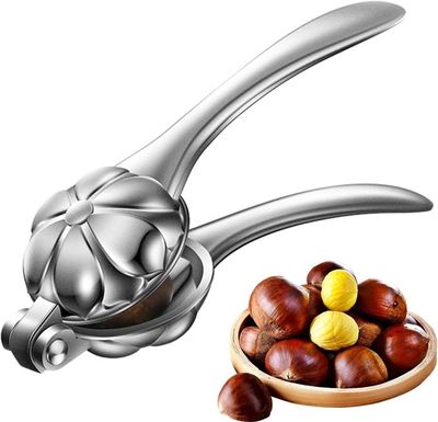 Pince à Châtaignes Inox - Ouvre Châtaignes, Noix, Noisettes, Avec Lame Croisée Et Plateau Stabilisateur