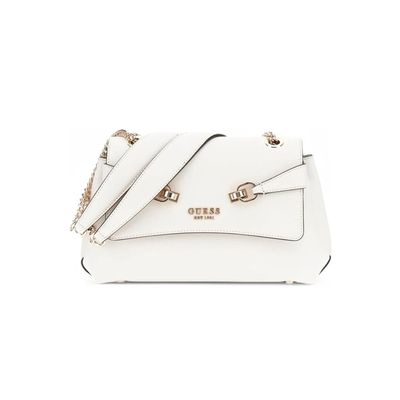 GUESS Geva Three Compartment Satchel – Borsa A Tracolla Bianca Con Logo, 28,5x24x12 Cm, In Poliuretano