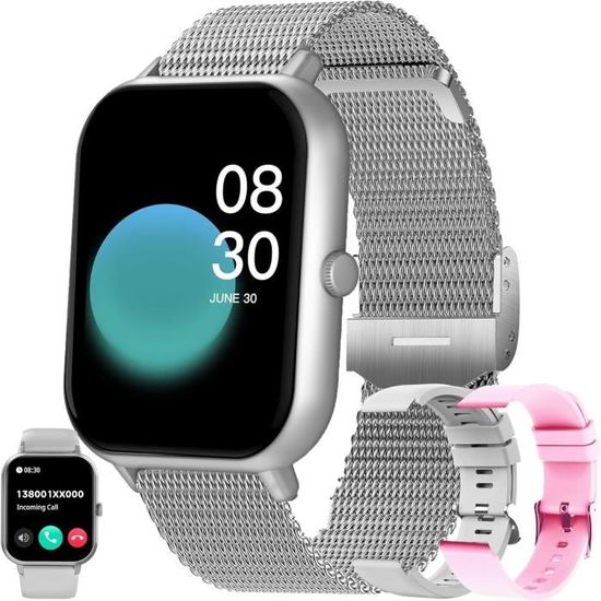 Montre Connectée Femme - Appels Bluetooth, 114 Sports, écran AMOLED, IP68, Suivi Sommeil - Android IOS