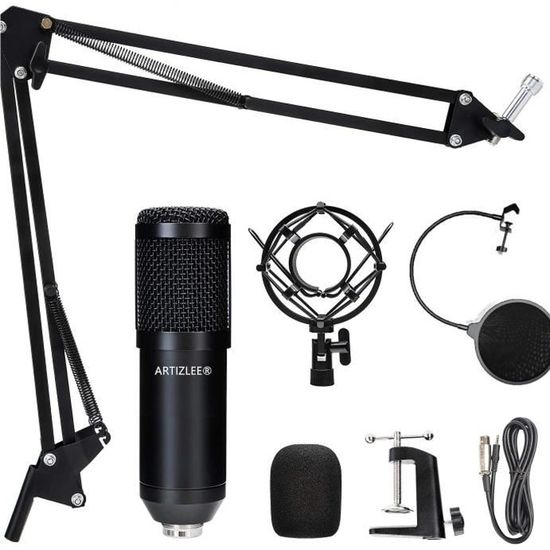 ARTIZLEE® Microphone à Condensateur M800 Podcast Mini jack Professionnel en Streaming avec Kit Micro
