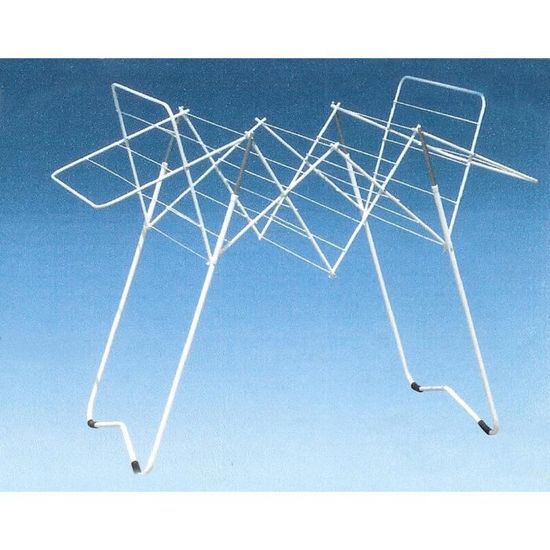Séchoir à Linge Pliable En Croix - En Aluminium, 10 M De Corde - Modèle Supergazella, Argent