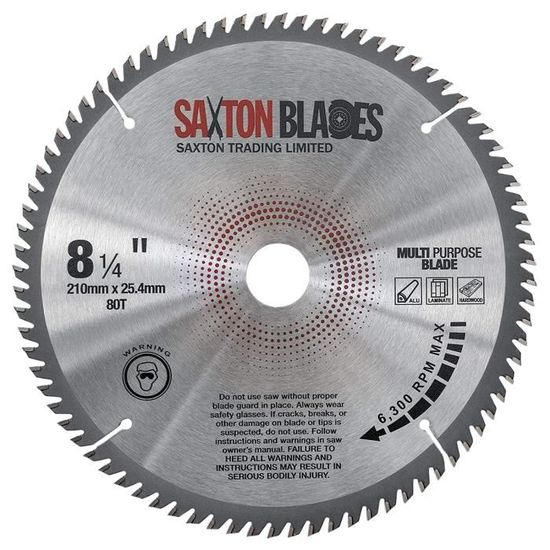Saxton Lame Scie Circulaire TCT 255 Mm 100 Dents - Pour Aluminium Bois Stratifié