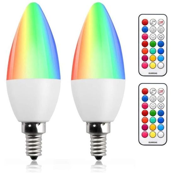 AMPOULE Bonlux 3W E14 Dimmable RGBW bougie Ampoule LED couleurs changeables RGB+Blanc Froid 12 couleurs fonction m&eacute;moire 172