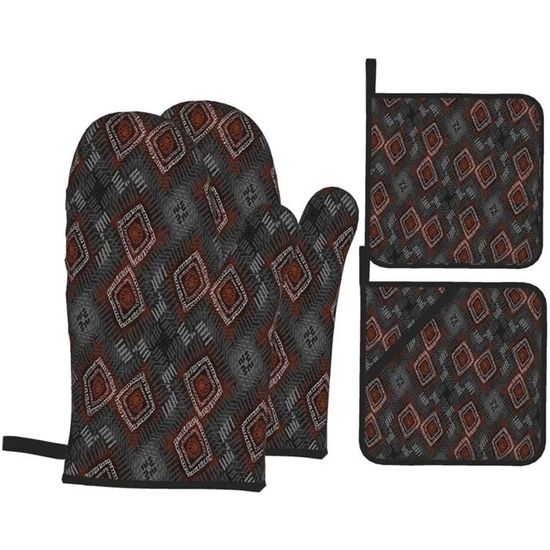 Lot De 4 Accessoires Cuisine Automne - Gants Et Maniques Citrouilles Gnomes + Torchons Absorbants