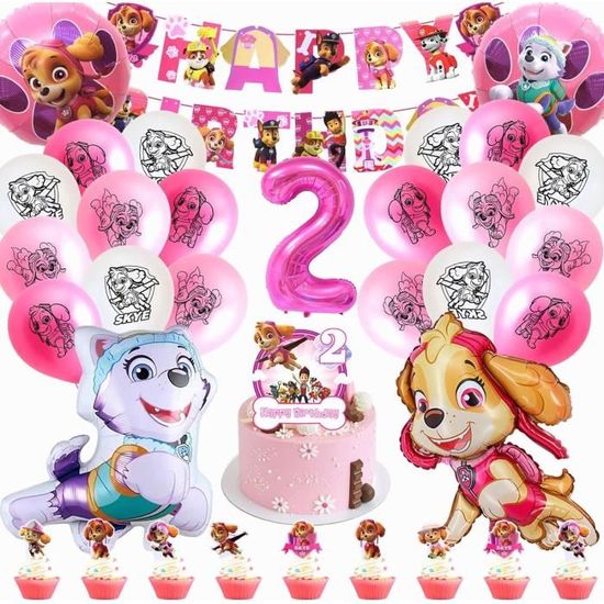 Kit Décoration Anniversaire Pat Patrouille 3 Ans - 91 Pièces Avec Ballons, Assiettes, Serviettes - Thème Pat Dog