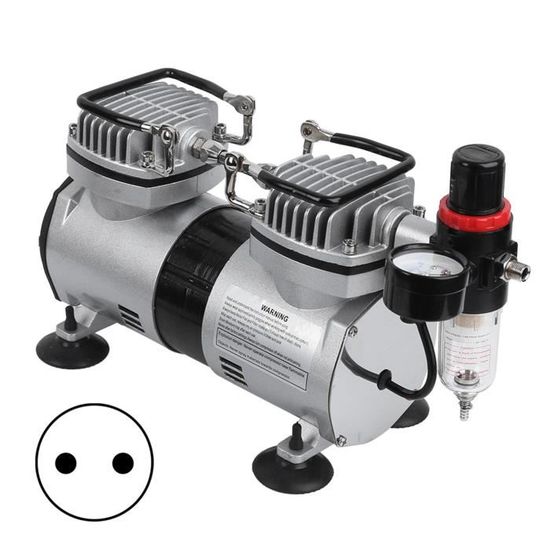 Compresseur Aérographe PointZero Double Piston 1/3 HP - Avec Réservoir, Jauge, Piège à Eau