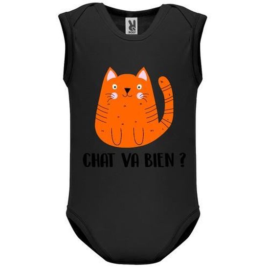 Body Bebe Manche Sans Bebe Garcon Noir Chat Va Bien Orange Noir Cdiscount Pret A Porter