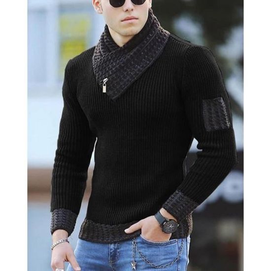 Pull Col Rond COOFANDY Homme - Hiver Chaud - Maille Fine Rayures - Coupe Régulière
