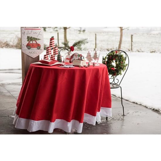 Nappe Ronde Noel Tradition Rouge Blanc Rouge Blanc Achat Vente Nappe De Table Cdiscount