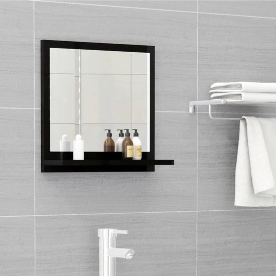 3344NEW FR® Elégant Miroir de salle de bain Contemporain,Miroir mural Moderne Pour salle de bain Salon Chambre Noir brillant 40x10,5