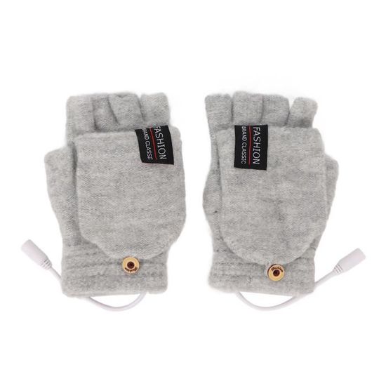 Gants Chauffants USB Cerioll – Tricotés, Demi-Doigts, Lavables – Pour Homme Et Femme – Chauffage Rapide 42°C