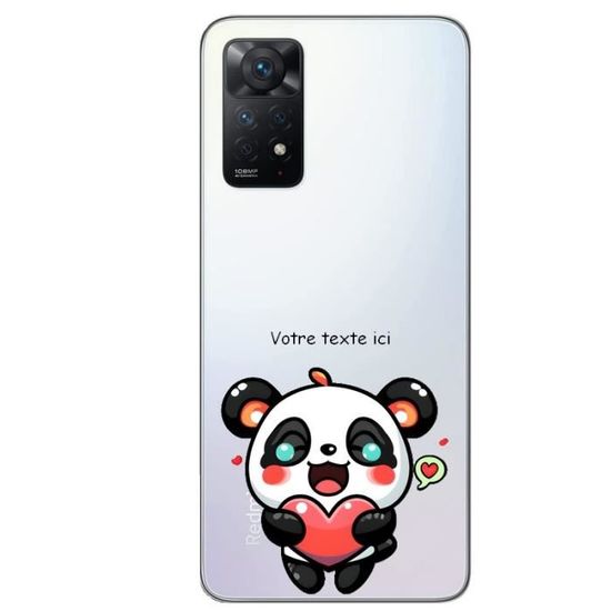 Coque IPhone 11 Transparente Motif Panda Et Cœur Rose Kawaii - Protection Souple Et Mignonne
