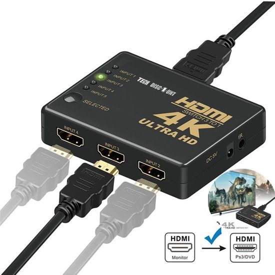 HDMI Switch Full HD 1080P HDMI Splitter HDMI Commutateur pour PC Xbox STB  XCSOURCE - Câbles ADSL - Achat & prix