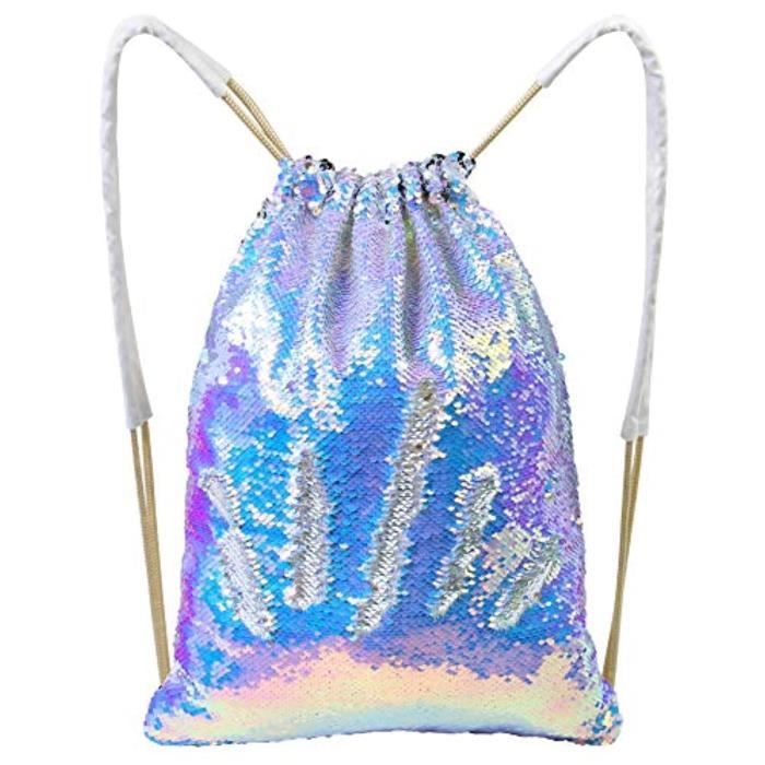 Sac De Voyage N9N62 Sac de sirène Paillette, Sparkly Sequin Drawstring Backpack Glitter Sport Sac de danse Brillant Sac à dos Voyage