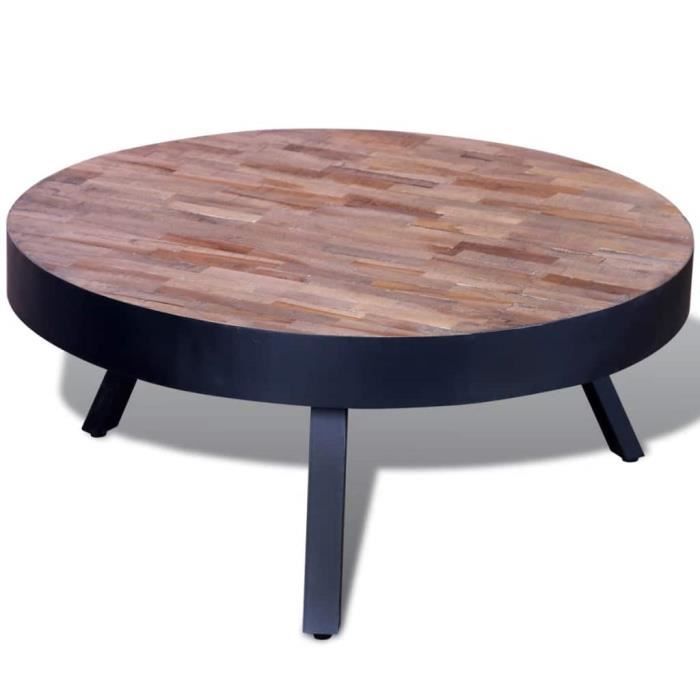 KAI Table basse ronde Bois de teck recyclé
