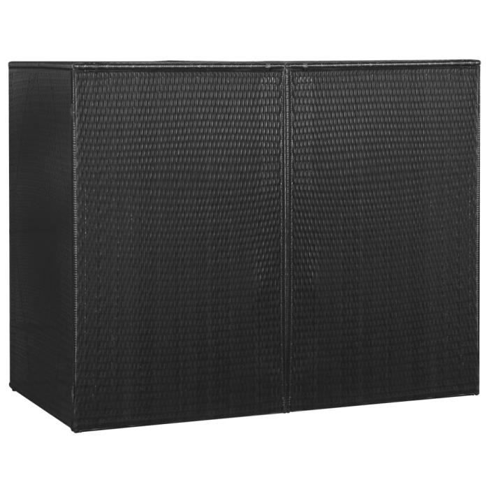 Abri pour poubelle double Armoire de Jardin Cabane de Jardin Outils,Vélo Noir 153x78x120 cm Résine tressée