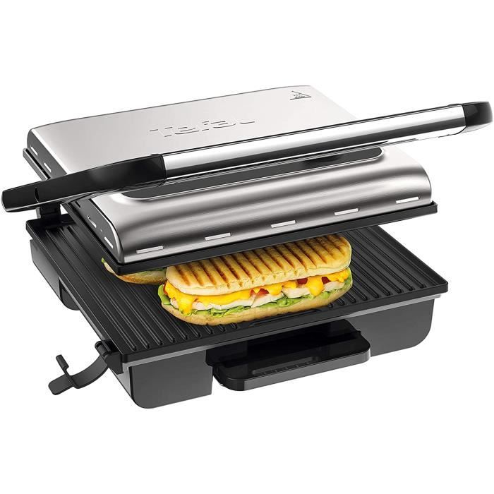 Tefal Démarrage Adjust Grill avec thermostat, 2000 W, acier inoxydable/thermoplastique, argenté