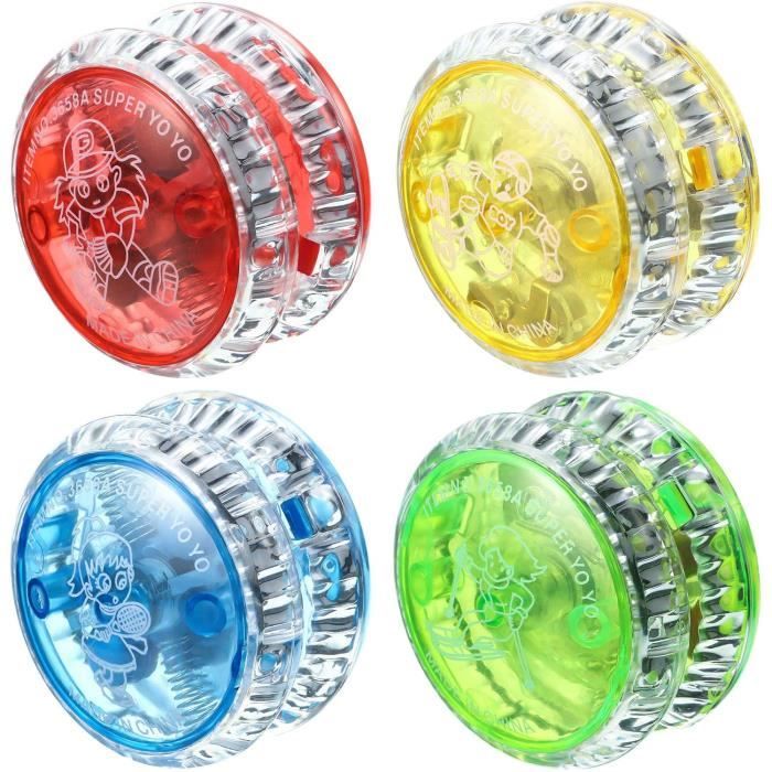 Yo-Yo,Lumière LED Yo-Yo en Plastique, Yoyo Réactif Divertissant Yoyo pour Débutant Faveurs de Fête,4pcs (Couleurs Aléatoires)