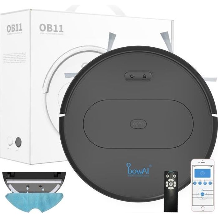 Aspirateur Robot Laveur 55 dB, 3 en 1, Fonction Balais, 1600 Pa 2000mAH Contrôle App