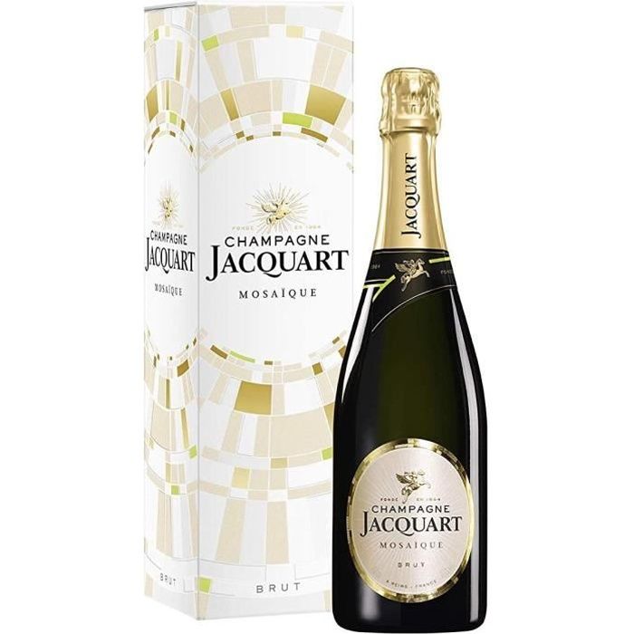 CHAMPAGNE JACQUART – Mosaïque Brut - Bouteille 75 cL en Étui cadeau - Cuvée pour des petites ou grandes célébrations