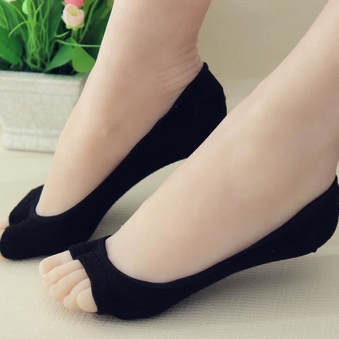 6 paires de chaussettes d'orteil en fibre d'aloès à bout ouvert respirant doux à invisibles sans GROUND MAT - GYM MAT - YOGA MAT