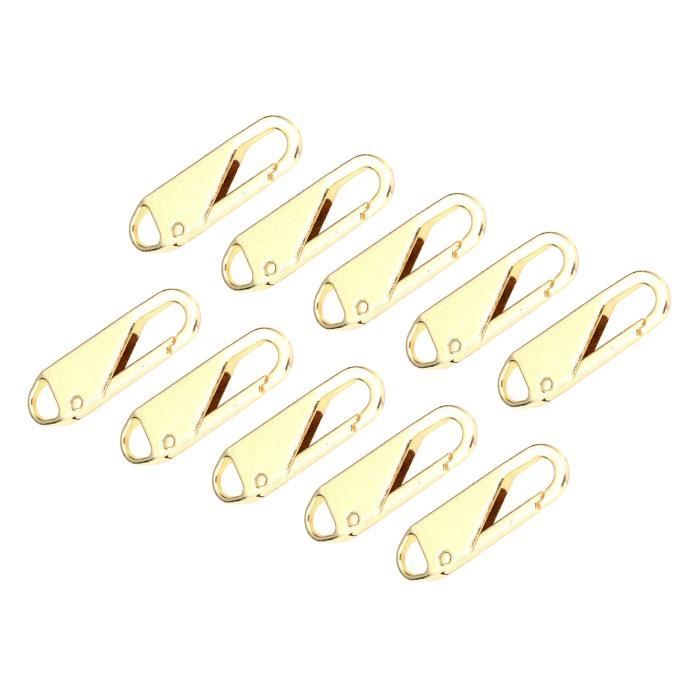 10 pièces Tirette Remplacement Kit de Réparation Zipper Zipper Curseur Pull Tab Tirette Fixateur pour Bagages Chiffons Veste d'or
