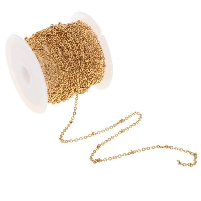 20 Pieds Rouleau de Chaîne en Acier Inoxydable Rond Plat Chaînes de Costumes Chaînes de Sacs Chaîne de perles boule d'or
