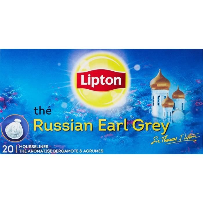 Lipton Thé Noir Russian Earl Grey 60 Sachets (Lot de 3x20 Sachets)