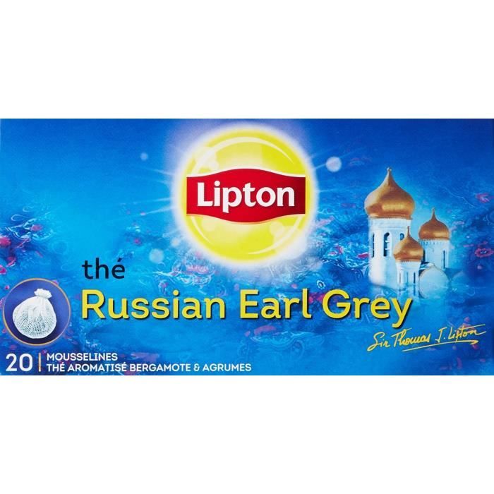 Lipton Thé Noir Russian Earl Grey 60 Sachets (Lot de 3x20 Sachets)