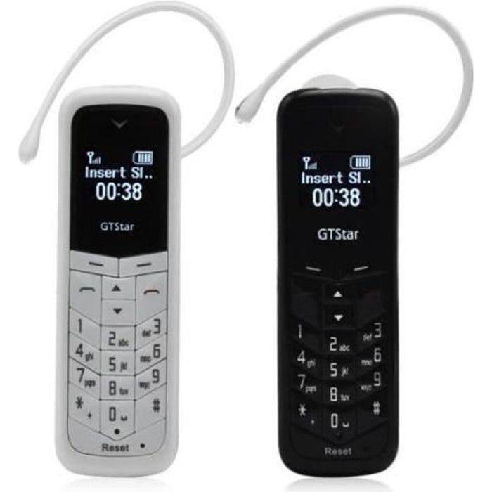2 PACK GTSTAR BM50 mini téléphone portable mobile Sans Fil bluetooth casque dialer stéréo mini casque poche téléphone(Blanc + Noir）