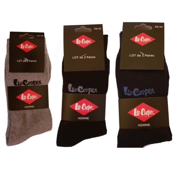 LEE COOPER LOT DE 6 PAIRES DE CHAUSSETTES HOMME COTON