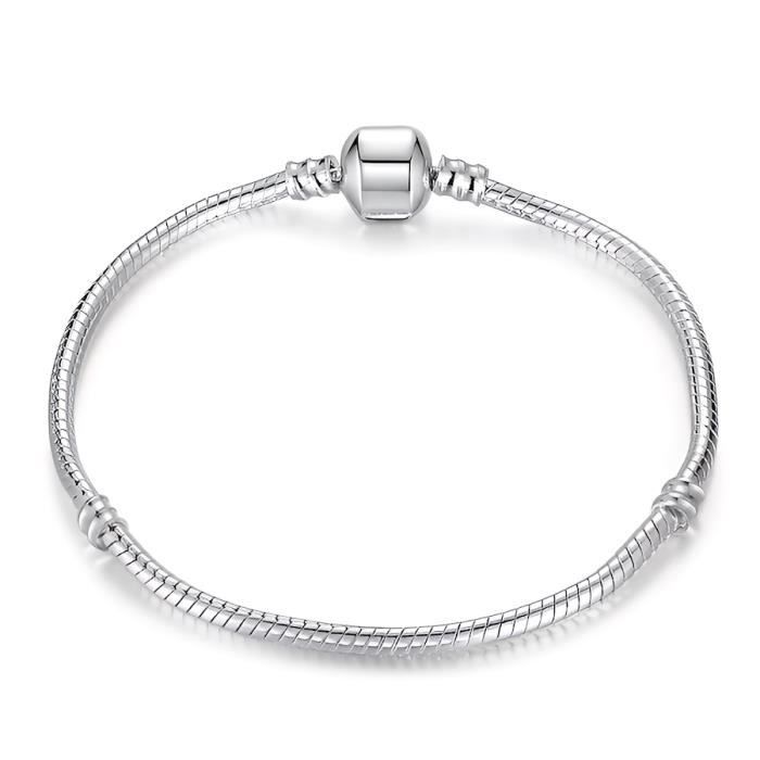 Bracelet Maille Serpent Nu pour Charm's Argent Fin Rhodié (4 Tailles)