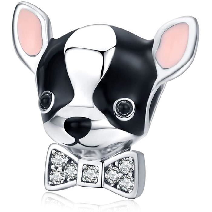 “NINGAN Chien Chihuahua” Breloque pendentif fit Pandora Bracelets & Collier 925 Perles en Argent Sterling
