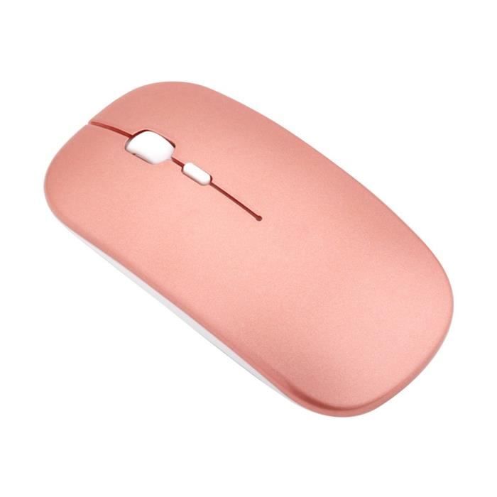 Souris sans fil Souris d'ordinateur Silent PC Mause Souris ergonomique rechargeable, or rose