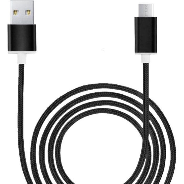 Câble Micro USB pour Samsung Galaxy A12 Câble USB Tressé Nylon 1,3 Mètre Câble Charge-Synchro Rapide-Transfert de données - NOIR