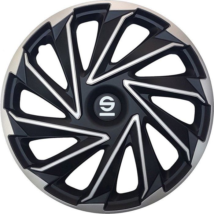 Sparco enjoliveurs Varese16 pouces en acier inoxydable argent/noir jeu de 4