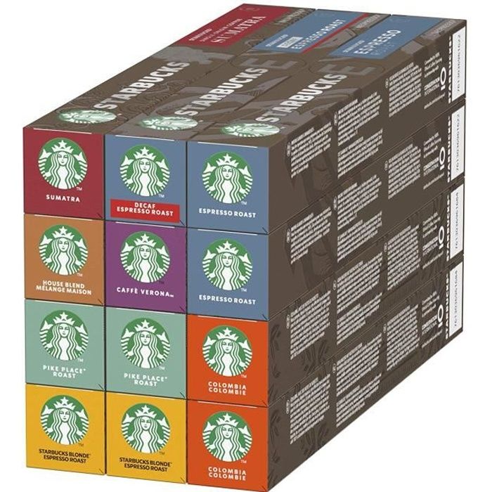 Starbucks Nespresso Variety Pack, 8 goûts différents, 10 capsules (120 Capsules au total)