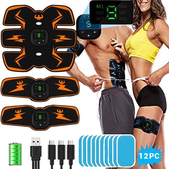 Abdominaux Électrique EMS Smart Ceinture abdominal Massage Musculaire ave d'hydrogel pour Femmes Hommes USB de Charger