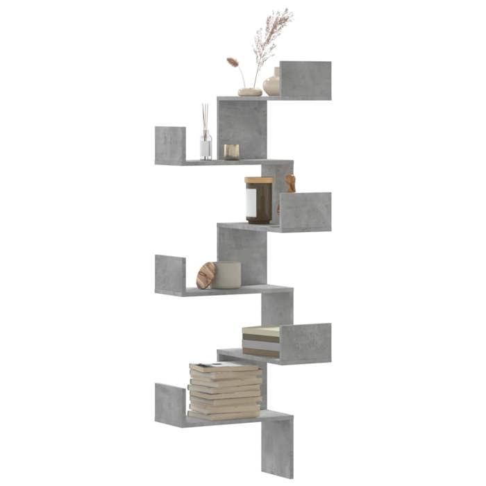 vidaXL Étagère murale dangle gris béton 45x45x147cm bois dingénierie étagère dangle étagère suspendue étagère murale 852639