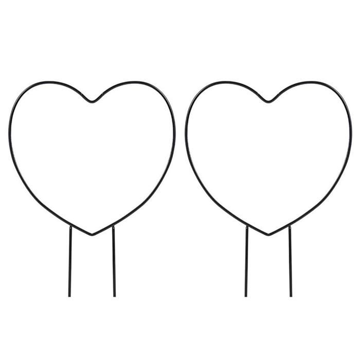 Lot De 2 Supports Pour Plantes En Forme De Cœur - En Métal Noir, 30x50 Cm, Pour Plantes Grimpantes Intérieur/extérieur - 2