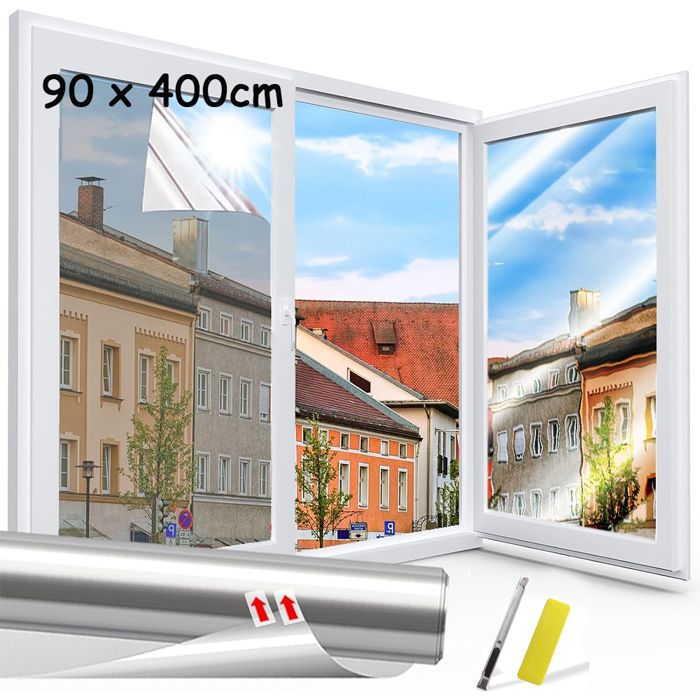 Film de fenêtre - Anti Regard - 90x400 cm - Anti Chaleur - Miroir - Protection Anti-UV