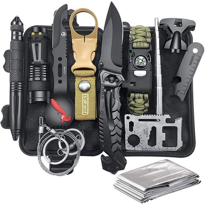 Kit de Survie d'urgence 40 en 1 avec Sac a Dos Militaire 45L pour