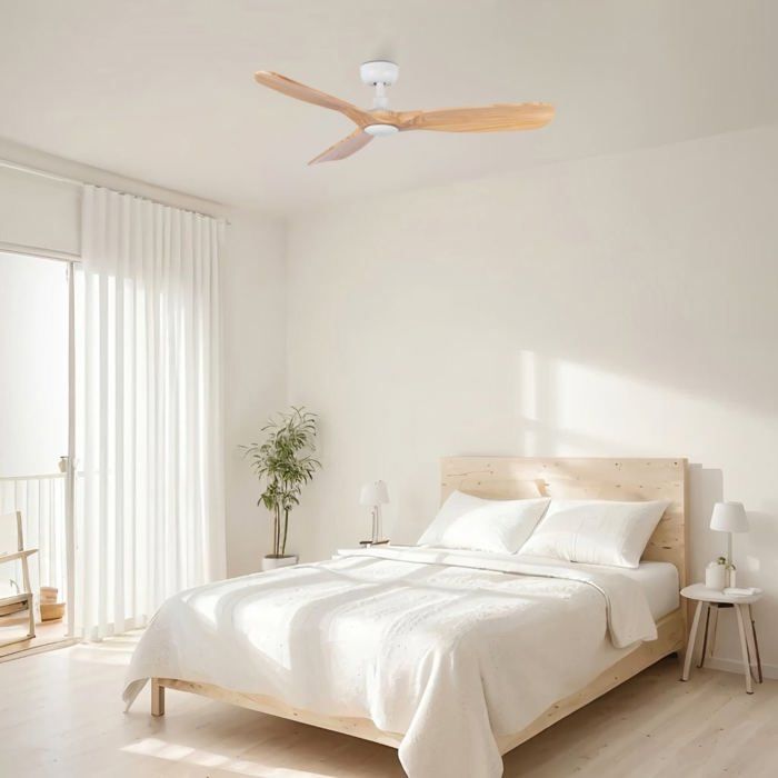 ROWIND Ventilateur de Plafond Blanc/Pin Ø120 cm - Ventyly