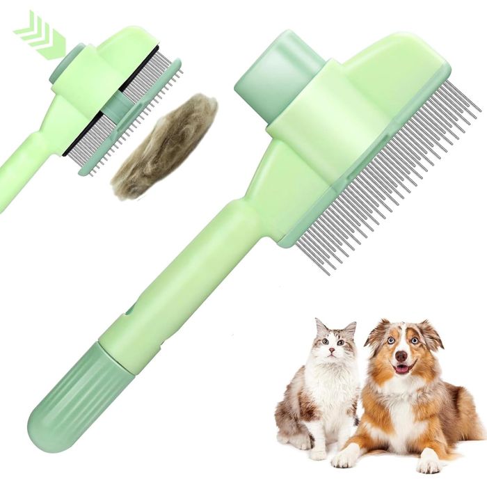 Meilleurs prix pour Peigne Epilation pour Animaux Compagnie Brosse Chiens Chats Autonettoyante  Pour Soin Et Retrait Des Poi - Vert
