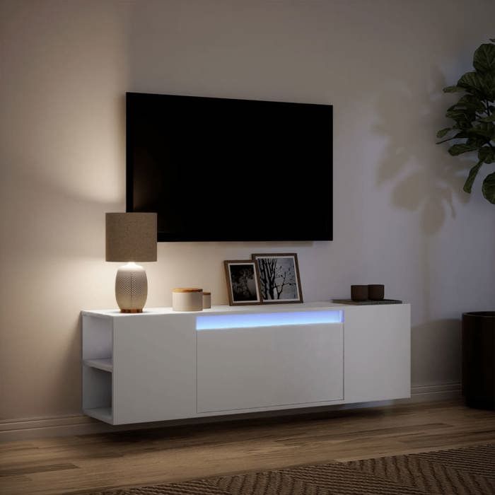 Meuble TV mural Armoire TV suspendue VIDAXL avec lumières LED blanc 135x31x39 5 cm @2012
